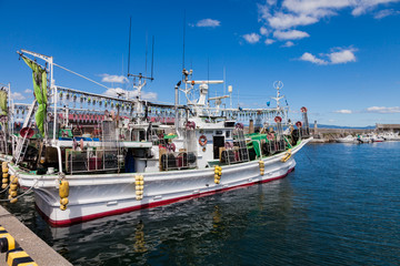 函館漁港のイカ釣り漁船