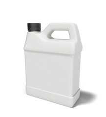 white plastic canister for motor oil isolated on white backgroun