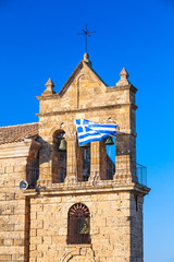 Greek flag on Church of Saint Nicholas Molou