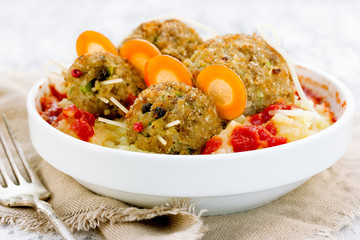 Fun Halloween dinner meatball mouse