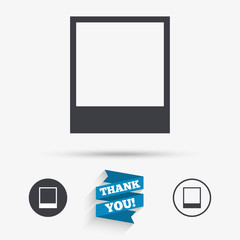 Photo frame template icon. Empty photography.