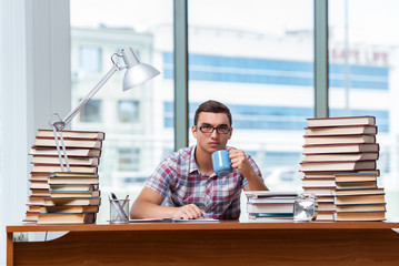 Young student preparing for college exams