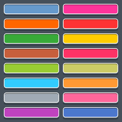Flat blank web button rectangle icon with shadow