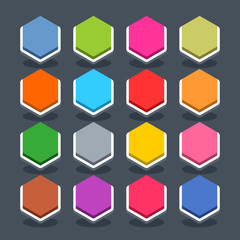 Flat blank web button hexagon icon with shadow