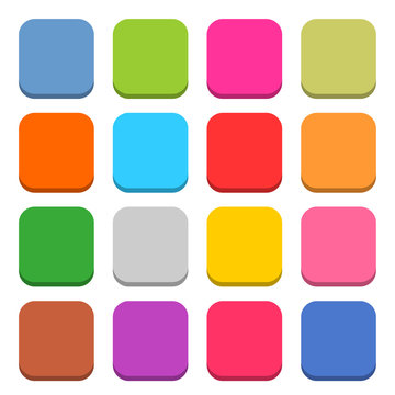 Flat blank web icon color rounded square button