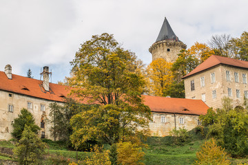 Fototapeta na wymiar castle Rozmberk in Czech Republic in fall