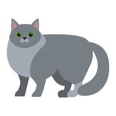 Obraz premium Cat cartoon style vector silhouette. Cute domestic cat animal sitting. Cartoon cat young adorable tail symbol playful. Cartoon funny domestic pussy kitty cat sit character