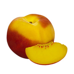 Ripe peach fruit isolated on white background cutout