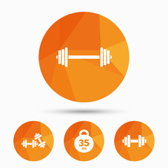 Dumbbells icons. Fitness sport symbols.