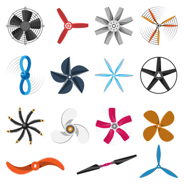 Propeller fan icons vector set.
