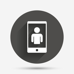 Video call sign icon. Smartphone symbol.