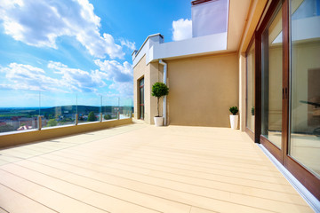 Terrace on upper floor, Roof with sliding doors