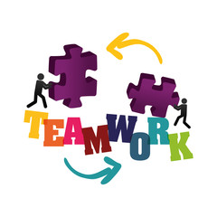 pictogram puzzle teamwork support collaborative cooperation work icon set. Colorful design. Vector illustration
