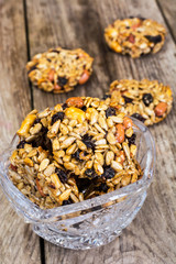 Kozinaki Cookies with Sunflower Seeds, Peanuts, Raisins and Hone