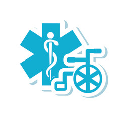 caduceus wheelchair medical health care icon. Flat and Isolated design. Vector illustration