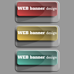 Set of realistic abstract banners with rectangular glass elements