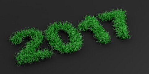 2017 on black background. 3d illustration