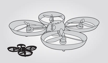 Vector illustration of the flying device, art for web and print design appealing technology and innovations theme.