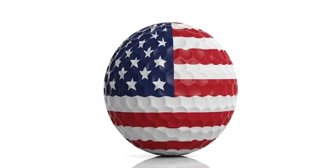 Papier Peint photo Golf USA flag golf ball. 3d illustration