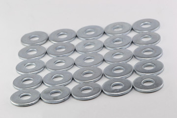 Lock washers on white background