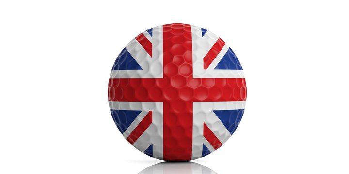 UK flag golf ball. 3d illustration - Powered by Adobe
