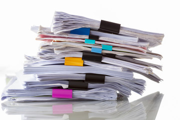pile of document data file on white background