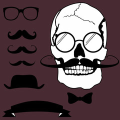 skull hipster style set in vector format very easy to edit