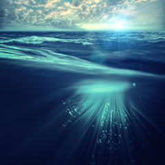 Deep ocean, marine backgrounds with waves and sea surface