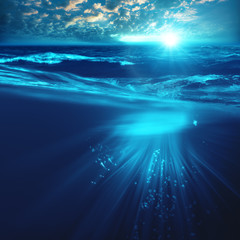 Deep ocean, marine backgrounds with waves and sea surface