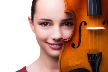 Elegant young violin player isolated on white © Elnur