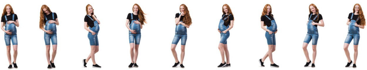 Pregnant woman in composite image isolated on white