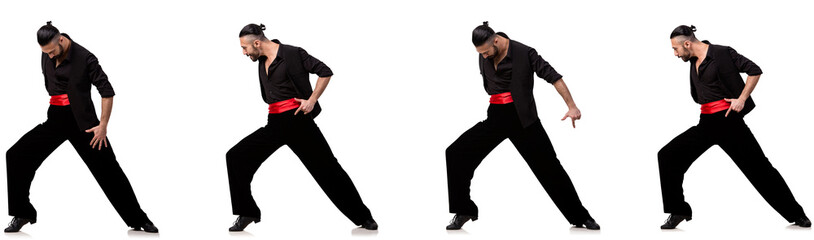 Fototapeta premium Spanish dancer in various poses on white