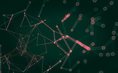 Abstract polygonal space low poly dark background, 3d rendering