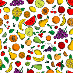 Fruits and berries seamless background