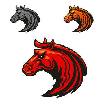 Horse stallion heads heraldic emblems