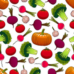 Healthy ripe vegetables seamless pattern