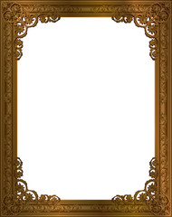 Gold photo frame with corner line floral for picture, Vector design decoration pattern style.frame floral border template,wood frame design is patterned Thai style.frame gold metal beautiful corner.