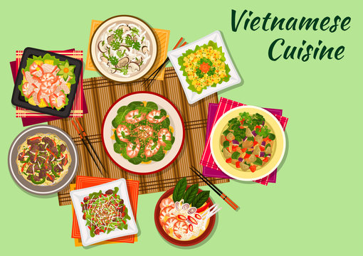 Vietnamese cuisine oriental dishes icon