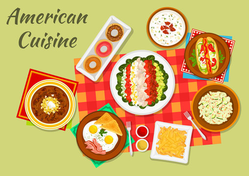 Typical dishes of american cuisine dinner icon