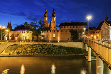 Old town of Opole across Oder River