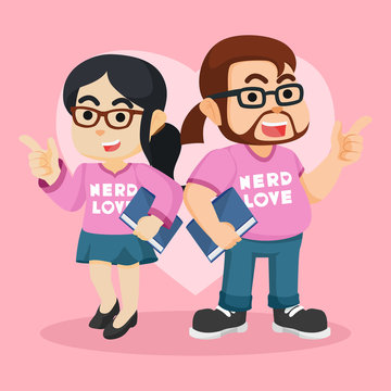 nerd couple illustration design
