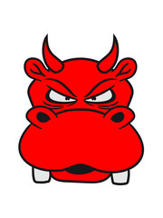 head face evil devil satan demon hell monster hippo small thick comic cartoon hippo