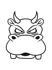 head face evil devil satan demon hell monster hippo small thick comic cartoon hippo
