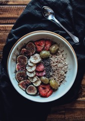 Healthy breakfast with fruit oats