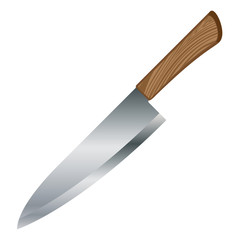 Kitchen knives big size with wooden grip isolated on white background.