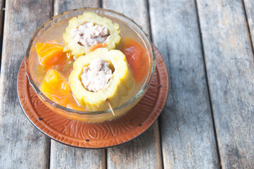 Stuffed bitter gourd with minced pork