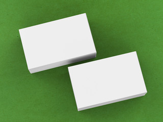 stack of business card on green background