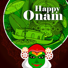 Happy Onam  holiday for South India festival background