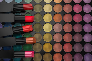 lipsticks on eye shadow palette