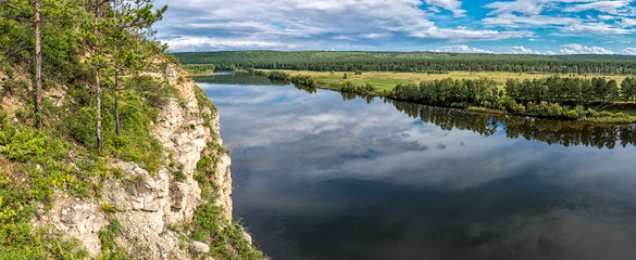 Belaya River flows through the Siberian plain